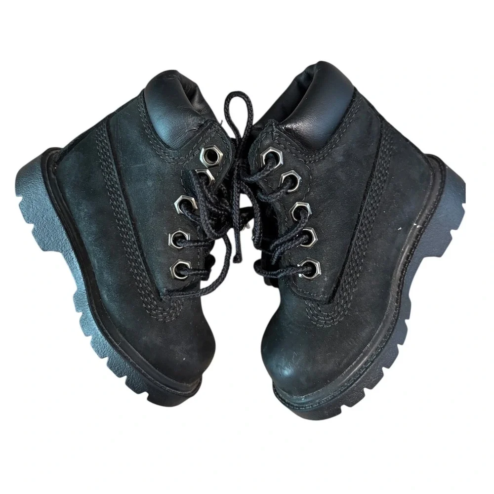 Timberland Waterproof Leather Ankle Boots  classic Black Toddler‎ Size 4 EUC